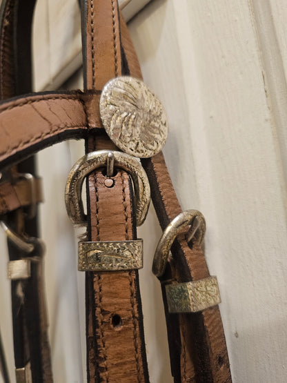 Complete Leather Western Pony Bridle, light brown