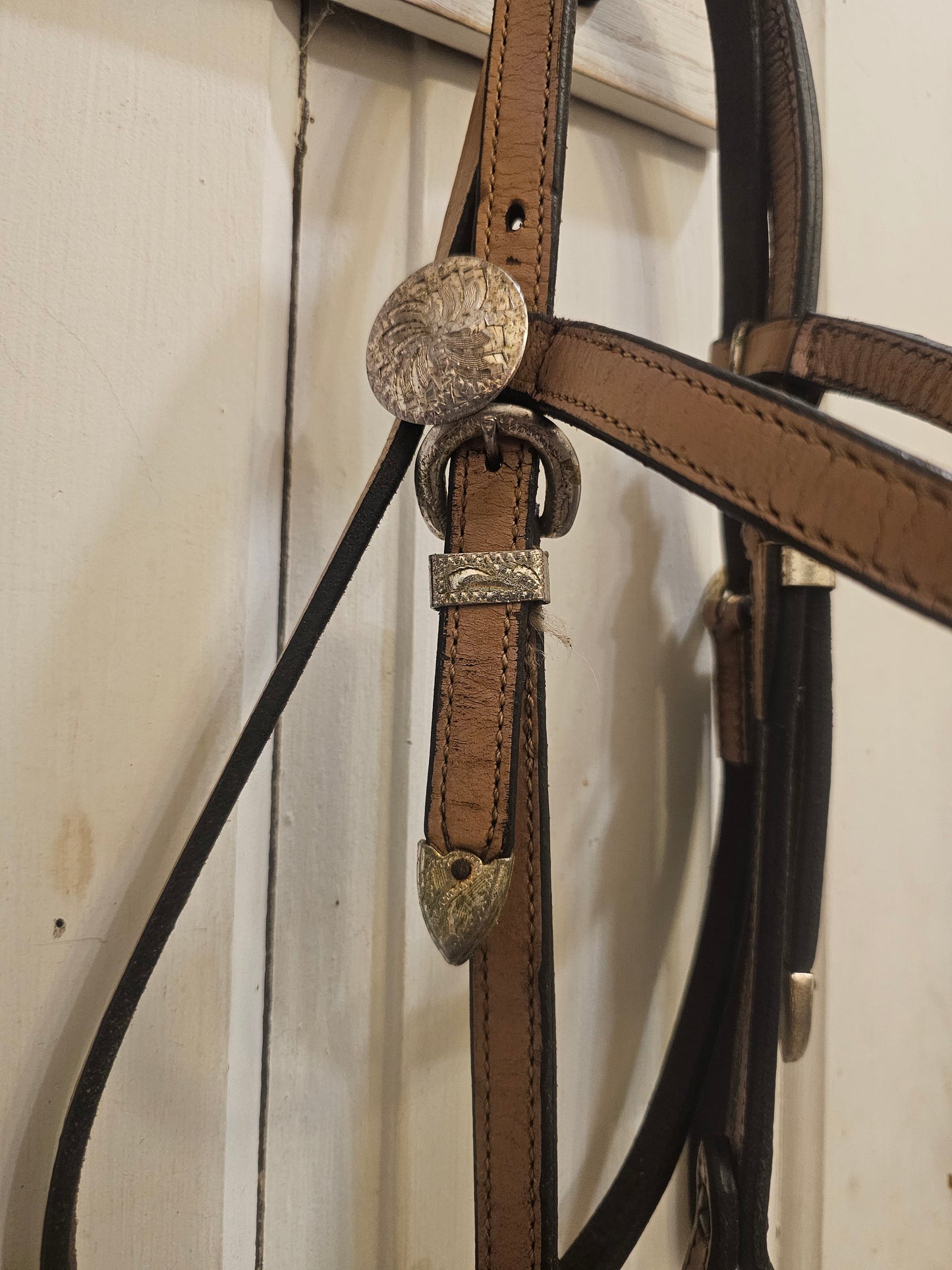 Complete Leather Western Pony Bridle, light brown