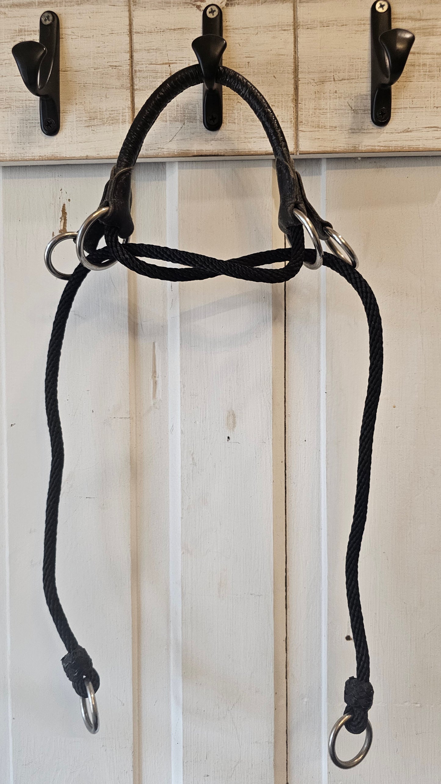 Bitless Bridle Noseband attachment black leather