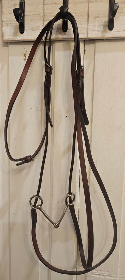 Sliding Gag Bridle with soft reins, 5" snaffle