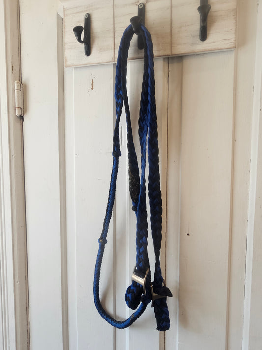 Blue and Black paracord Barrel reins 8'