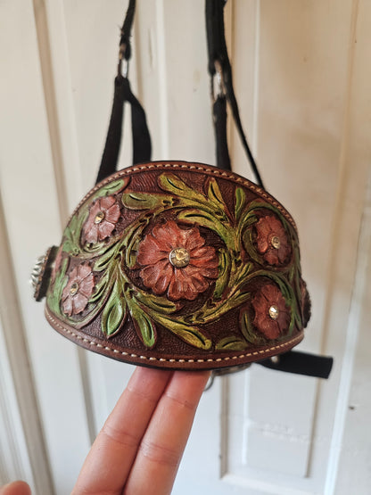 Bronc Horse Halter, beautiful floral Design, painted, Rhinestones