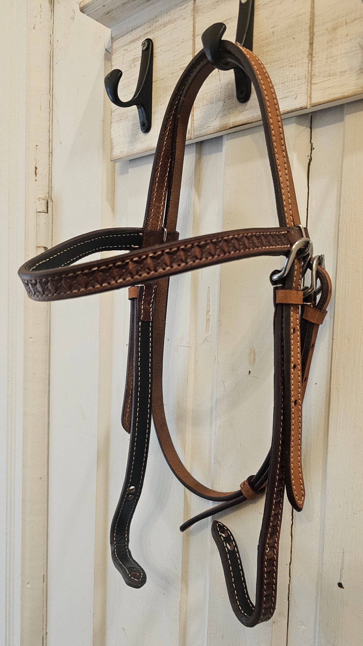 Western headstall basketweave tooled, like new