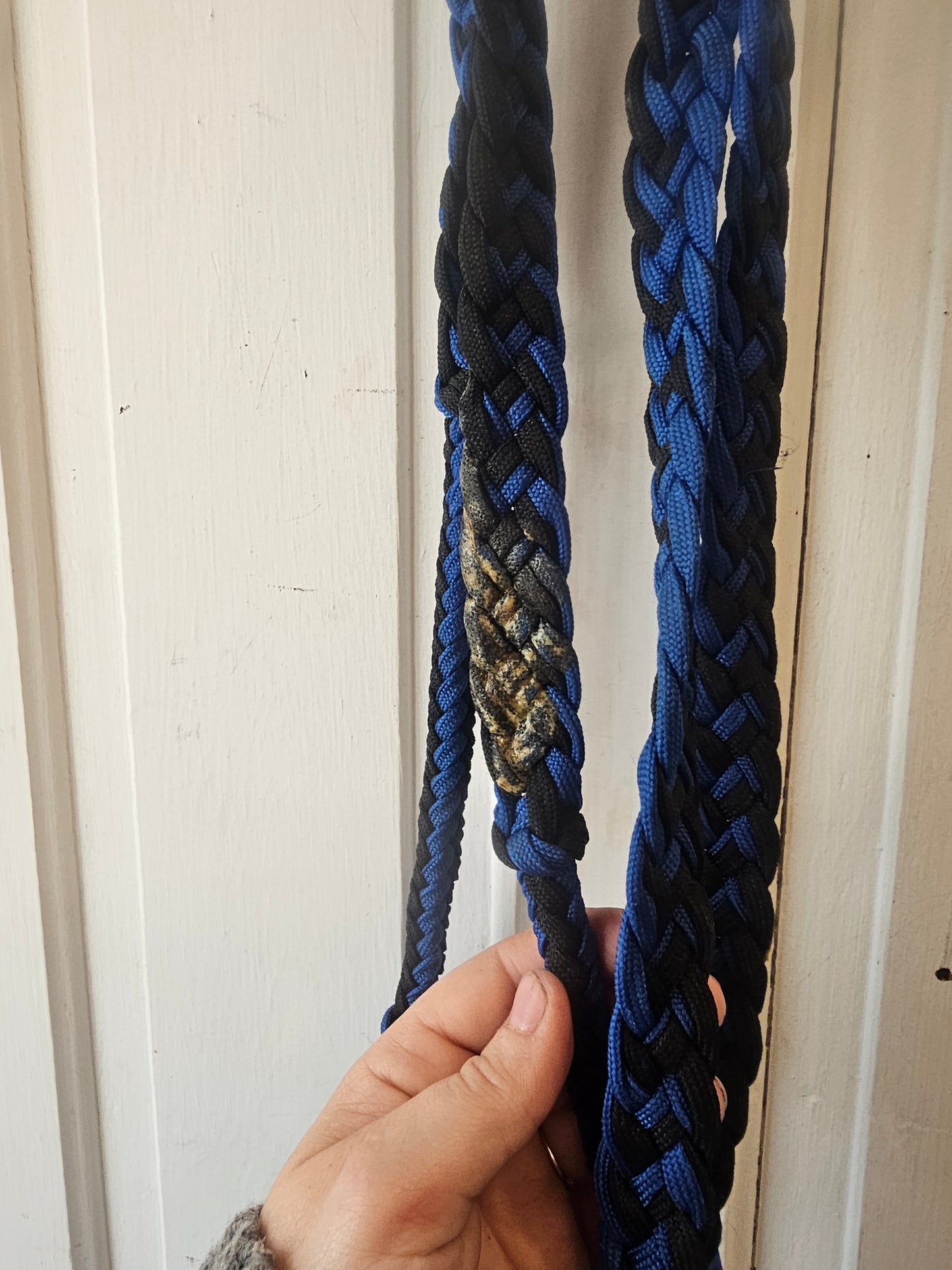 Blue and Black paracord Barrel reins 8'