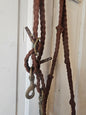 Braided brown paracord loop reins 6'