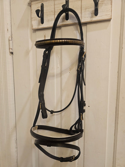 New English Headstall with flash, brass hardware and browband