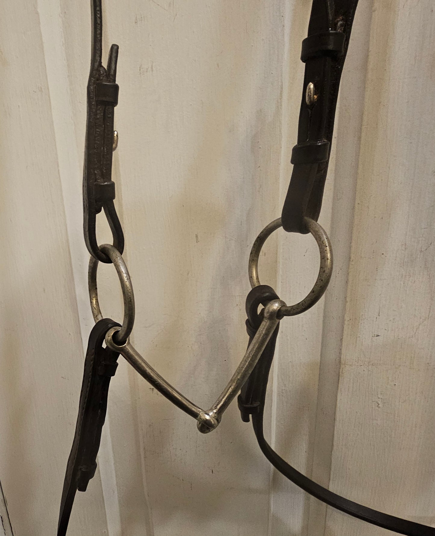 Double Bridle part with reins and loose ring snaffle, thin reins, soft leather