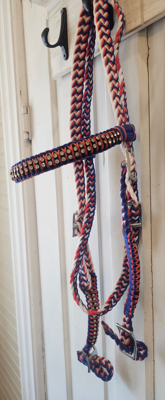 Patriotic Western Nylon Headstall with Bling, new