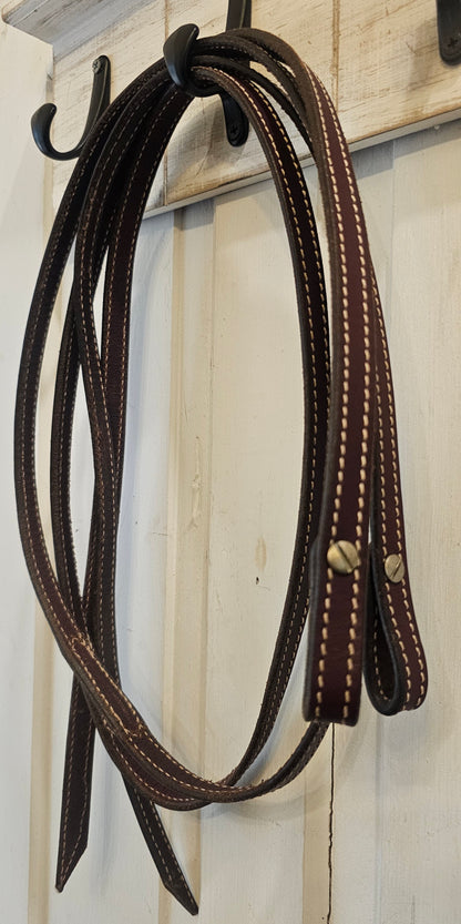 Stitched leather split reins, 5' pony