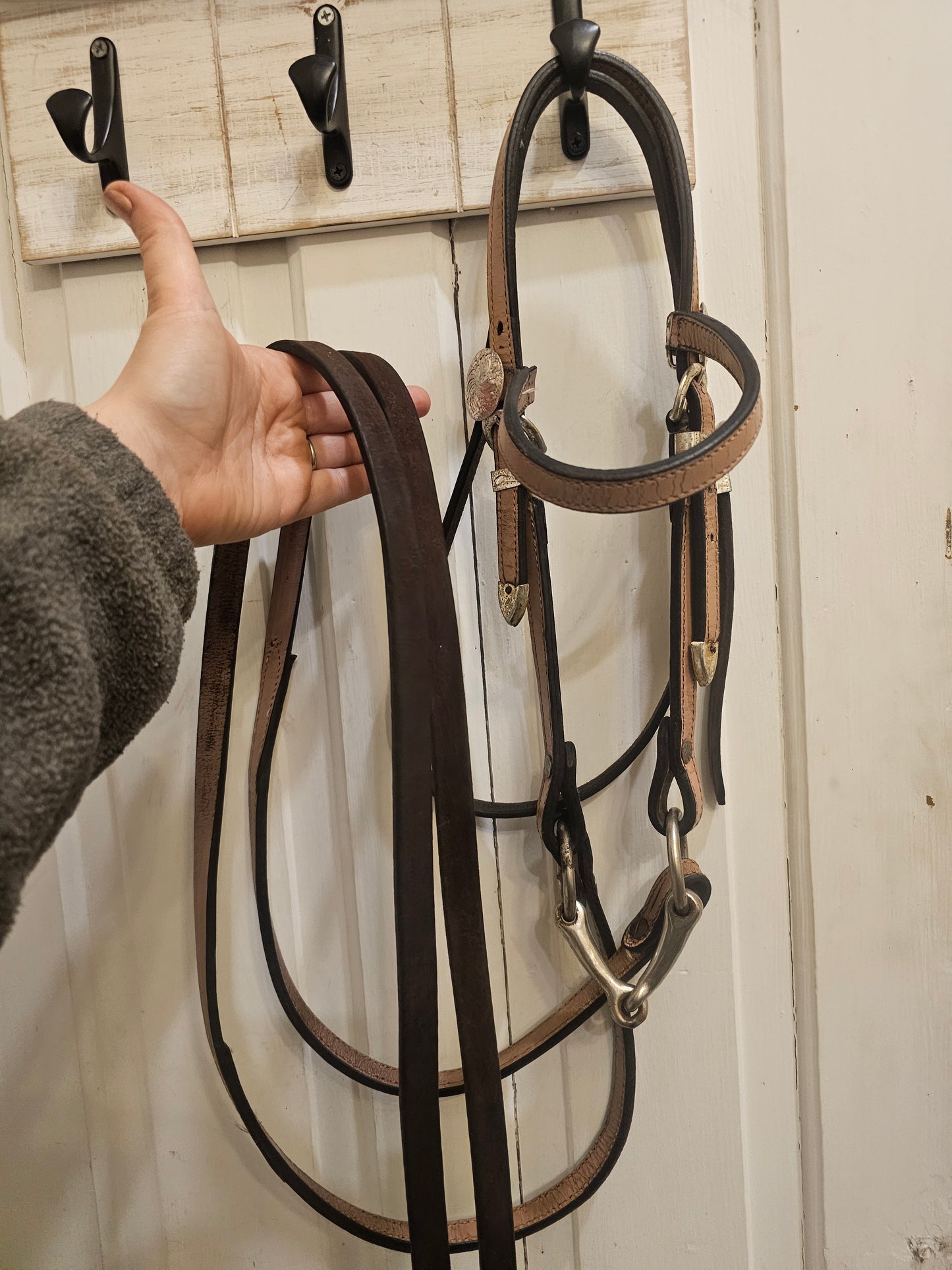 Complete Leather Western Pony Bridle, light brown